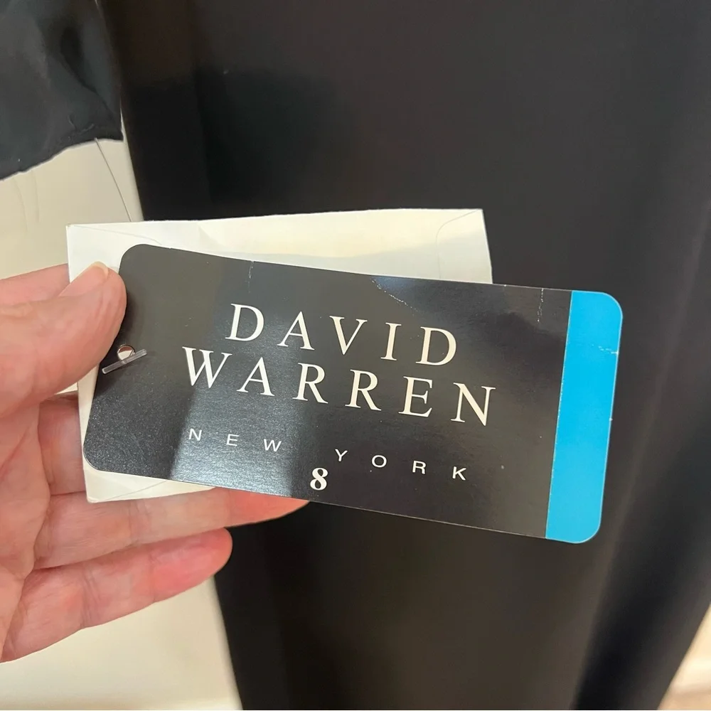 David Warren Luxe In The City Black Tuxedo Button Front Midi Coat Dress 90’s